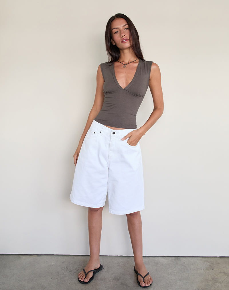 Emberly Plunge Top in Peppercorn