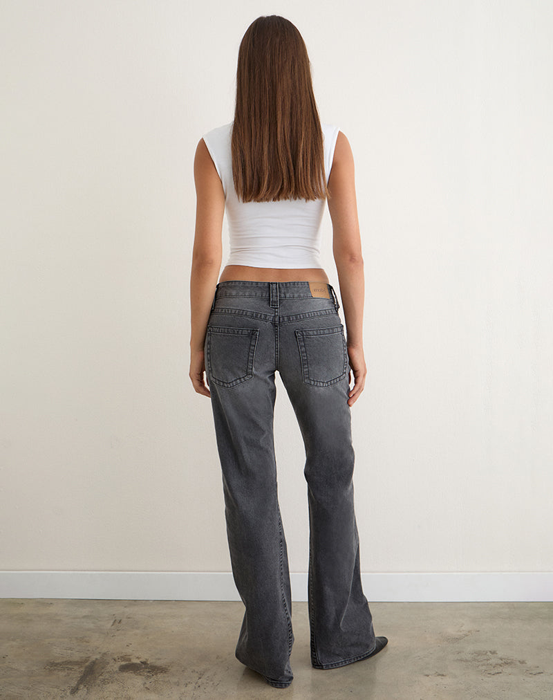Image of Low Rise Twisted Seam Jeans in Washed Black Grey