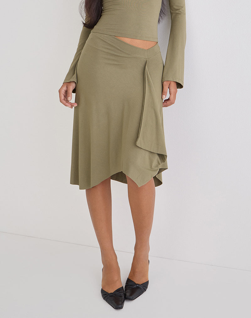 Esmeray Midi Skirt in Khaki