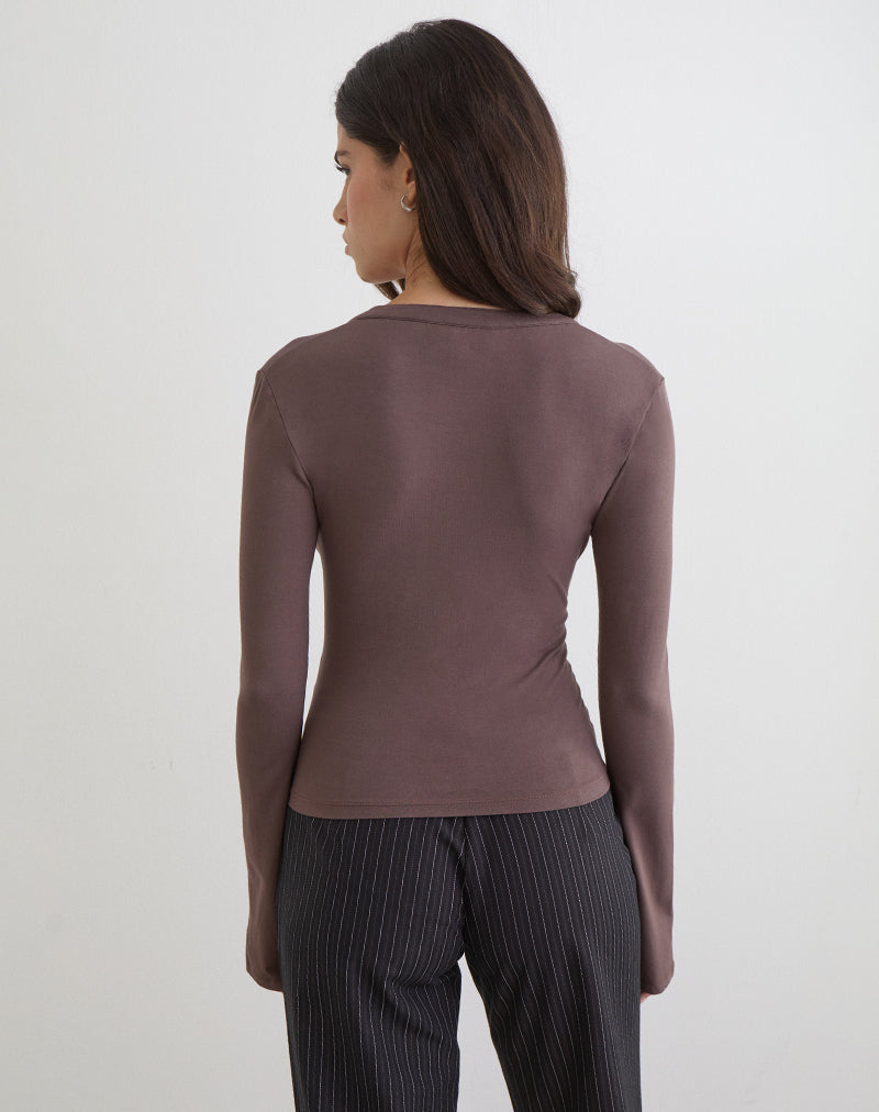Image of Emesy Long Sleeve Top in Coffee Quartz