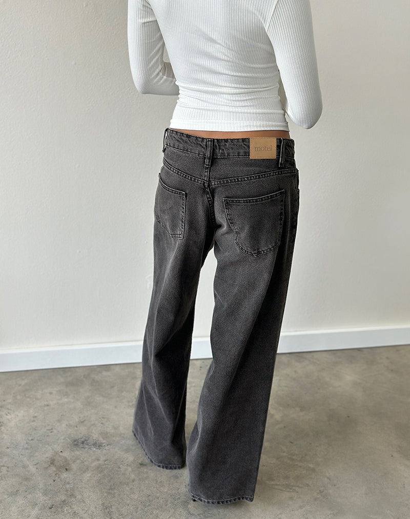 Image of Roomy Extra Wide Low Rise Jeans in Washed Black Grey