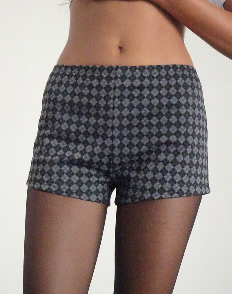 Image of Emier Shorts in Argyle Black Grey