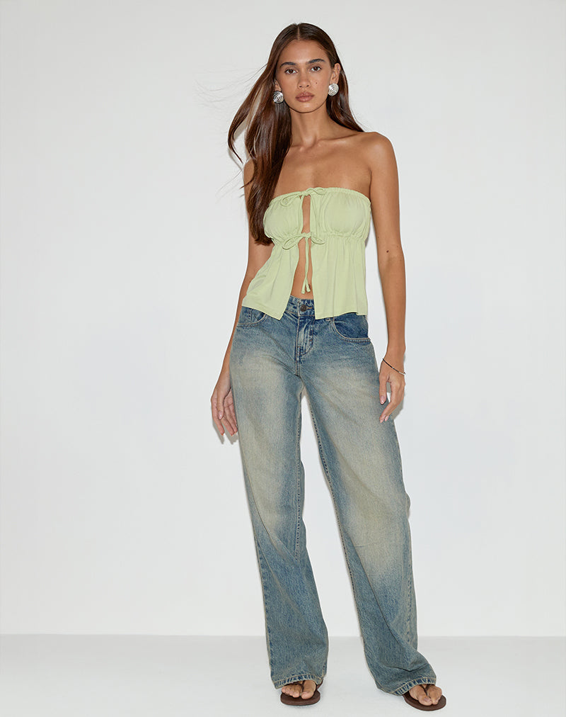 Image of Ender Tie Bandeau Top in Rayon Pistachio