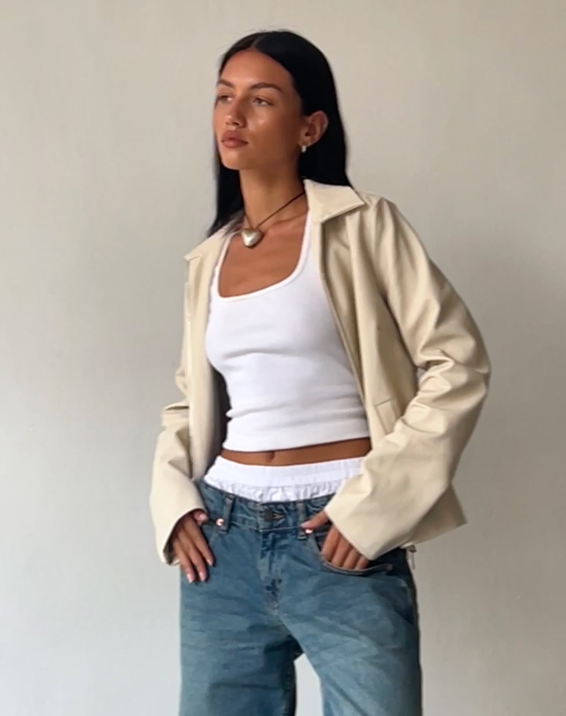 Image of Enid Jacket in PU Ivory