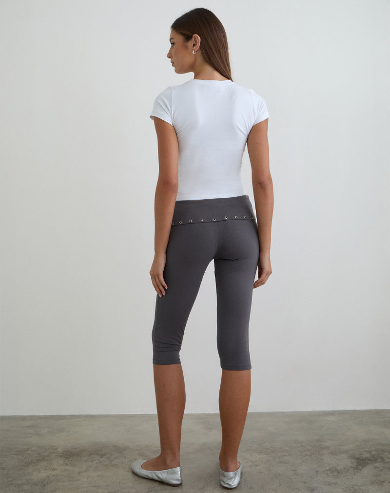 Image of Enmu Capri Trouser in Jersey Charcoal Grey with Eyelets
