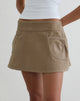Image of Enyo Mini Skirt in Twill Khaki with Side Pocket