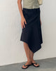 Image of Nejusi Asymmetric Midi Skirt in Black with Braided Belt