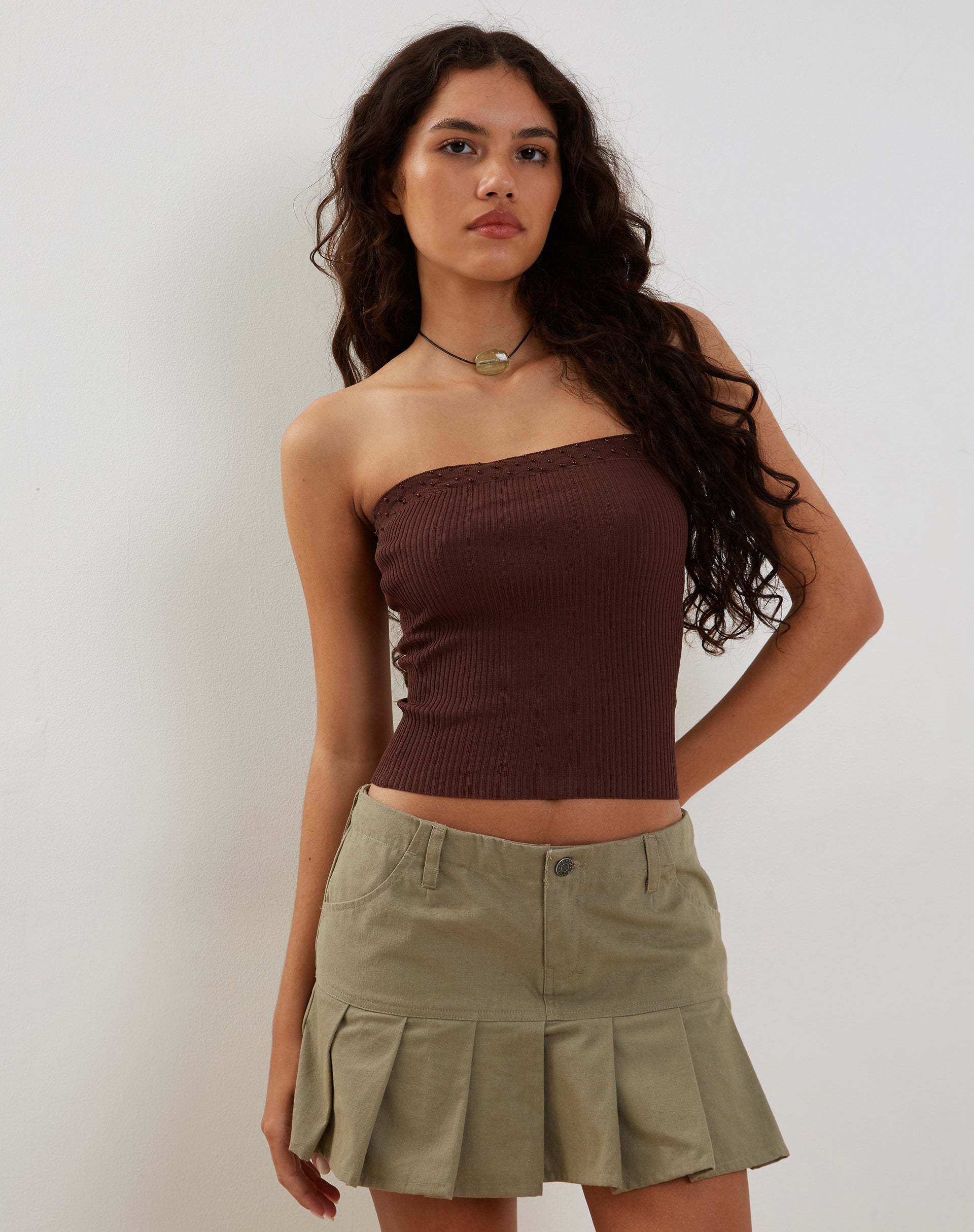 Image of Erin Tube Top in Knit Bitter Chocolate