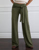 Image of Esata Wrap Trouser in Wide Stripe Green