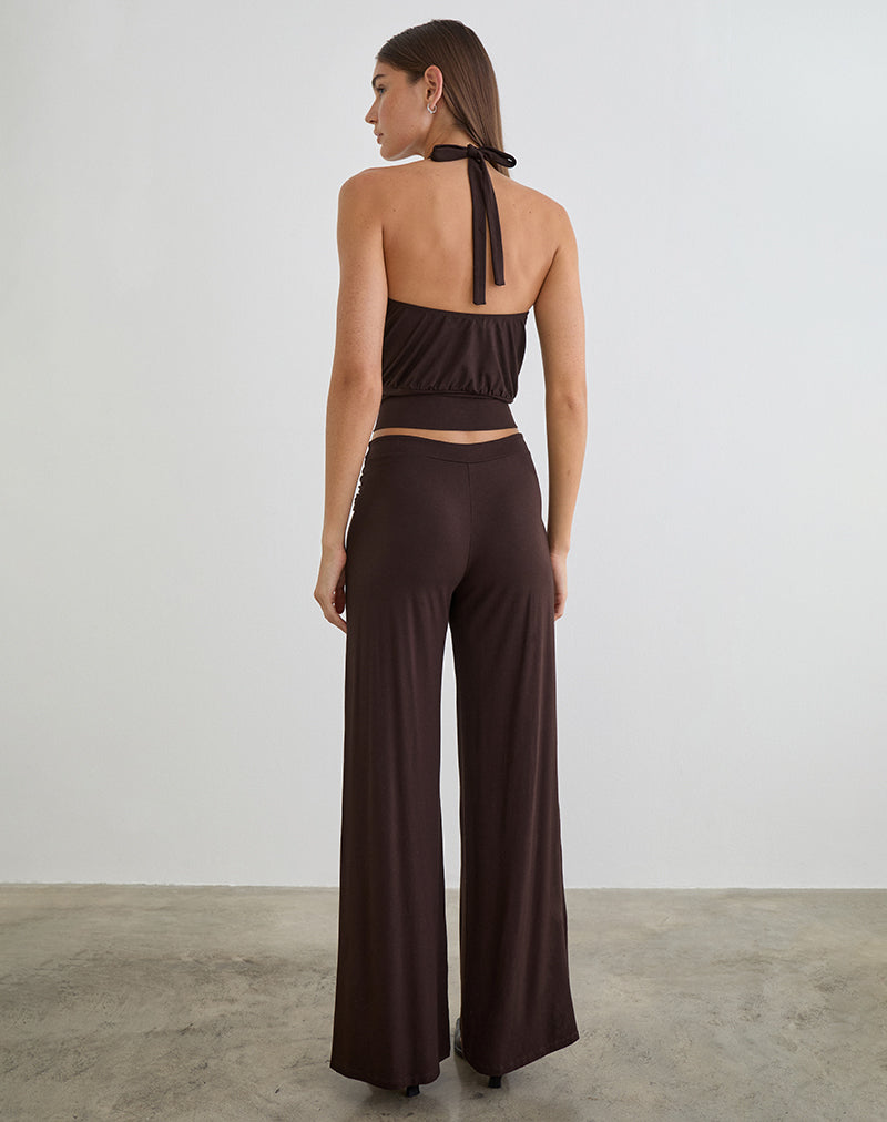 Image of Esata Wrap Trouser in Bitter Chocolate