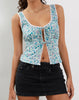 Image of Esau Tie Front Cami Top in Flower Power Blue
