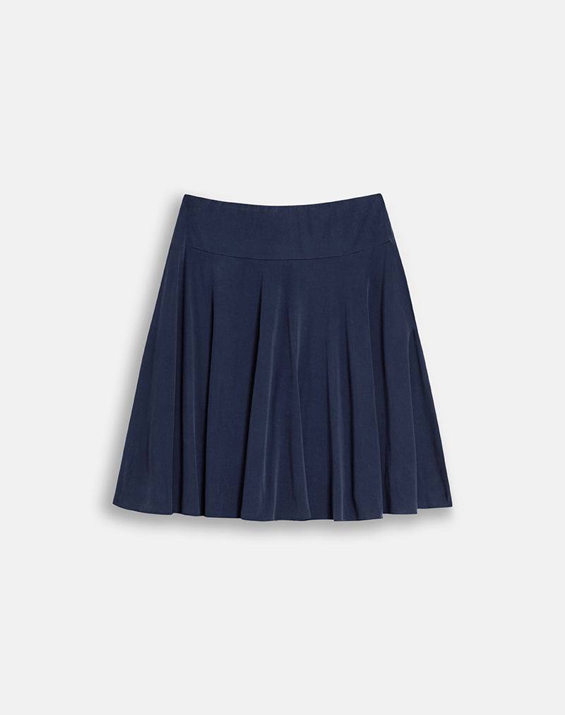 Image of Esenia Midi Skirt in Cupro Navy