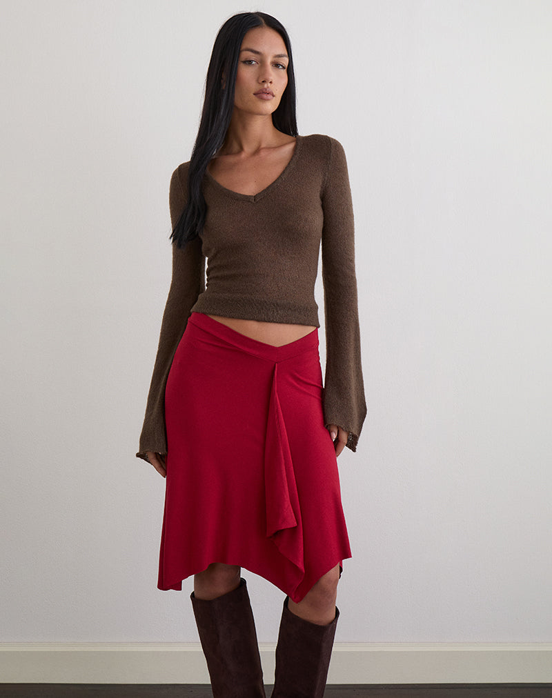 Esmeray Midi Skirt in Adrenaline Red