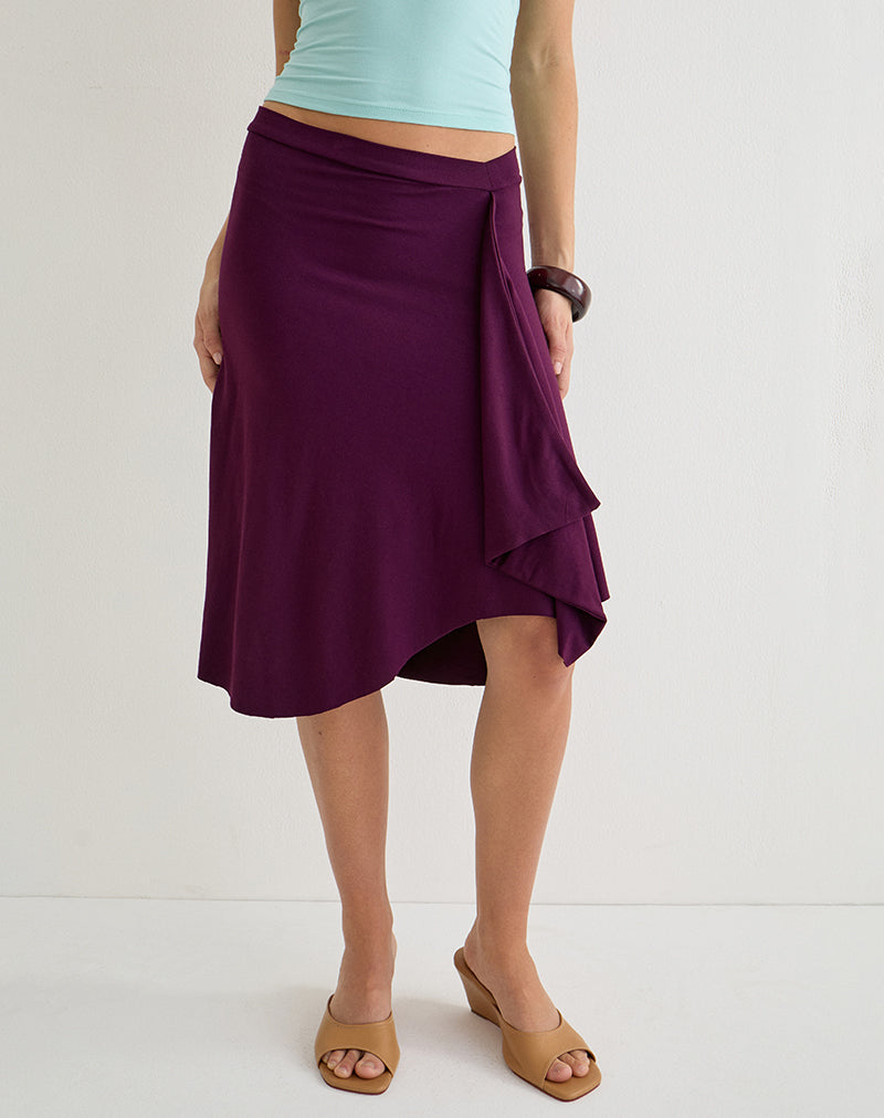 Esmeray Midi Skirt in Rayon Jersey Fig