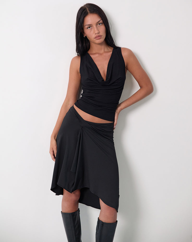 Image of Esmeray Midi Skirt In Black