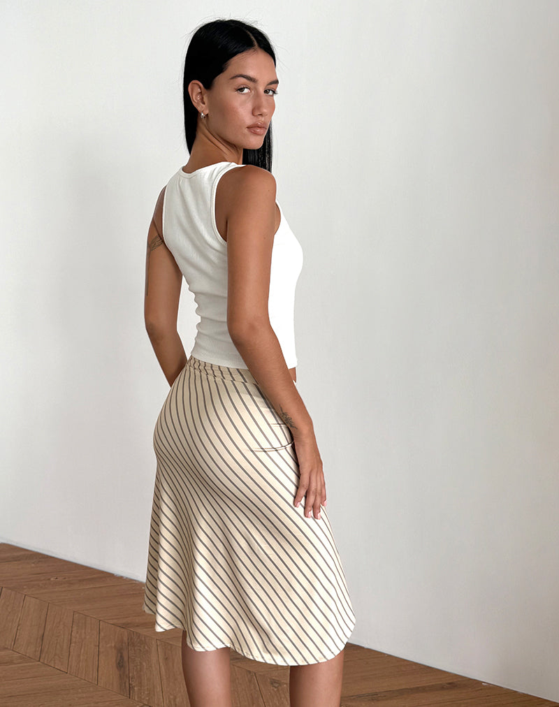 Image of Esmeray Midi Skirt in Yellow Diagonal Stripe