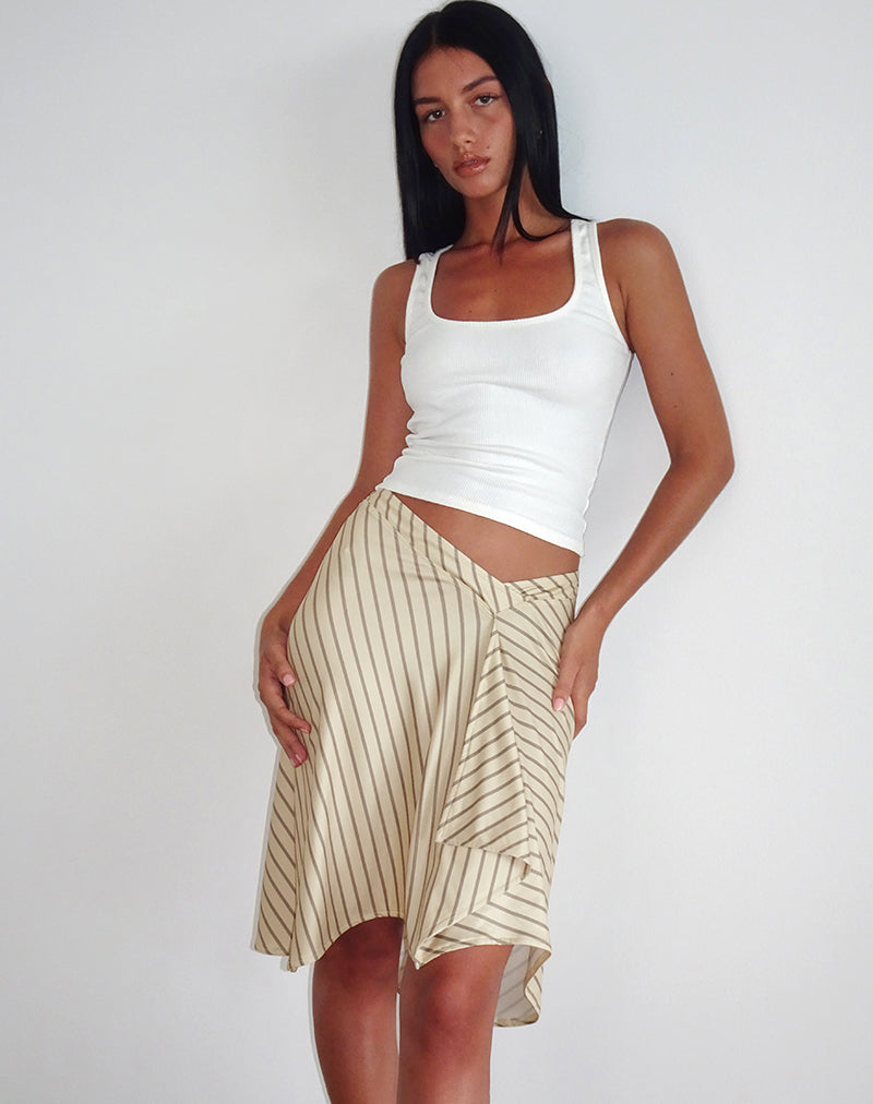 Image of Esmeray Midi Skirt in Yellow Diagonal Stripe