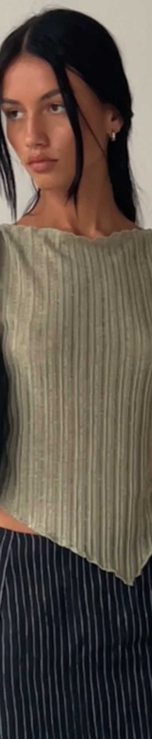 image of Etta Knitted Vest Top in Sage
