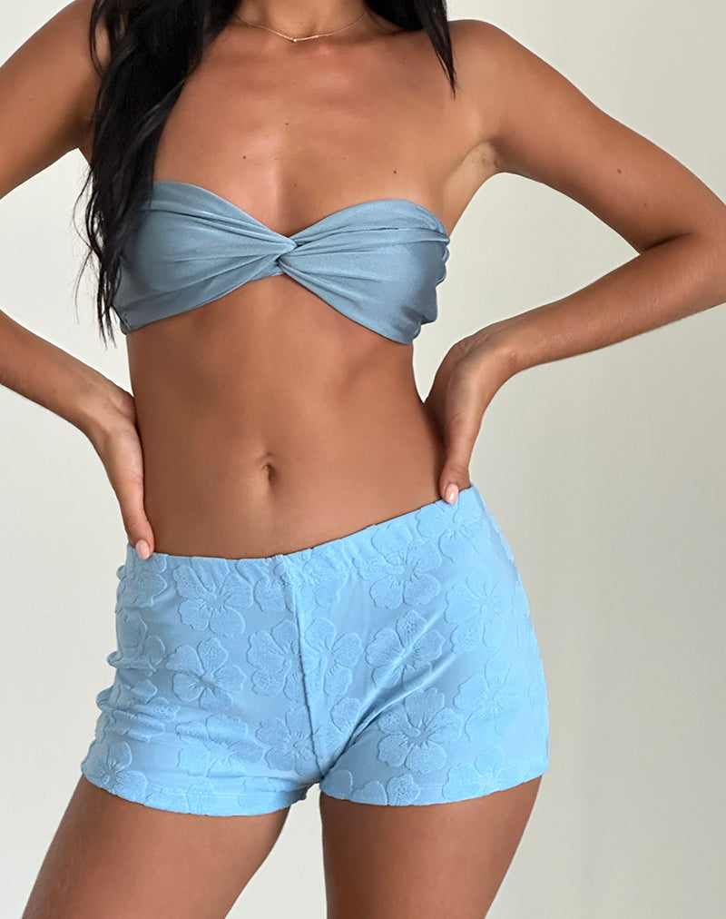 Eunia Shorts in Hibiscus Terry Light Blue