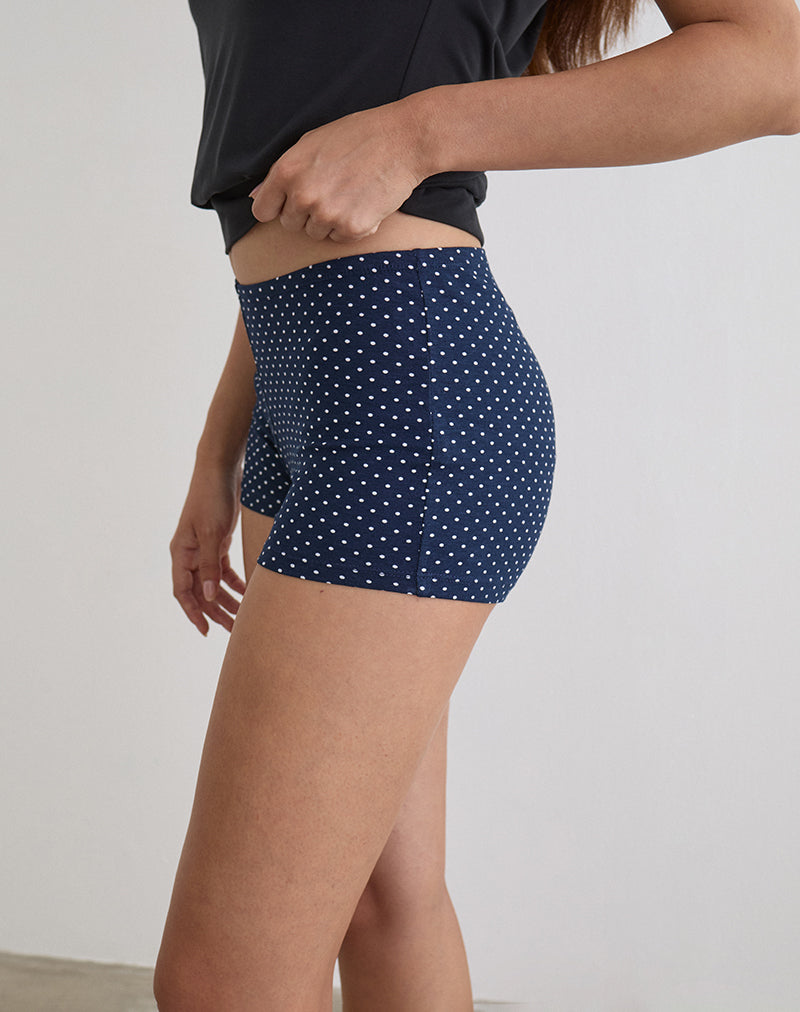 Eunia Short in Navy with Micro Polka Print