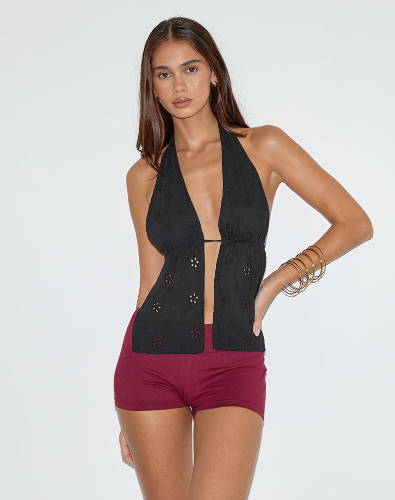 Image of Eunia Short in Burgundy
