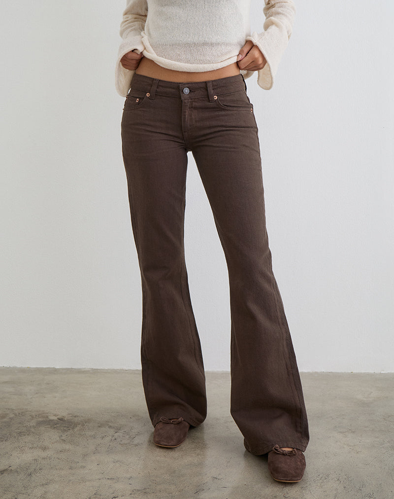 Extra Low Rise Flare Jeans in Dark Chocolate