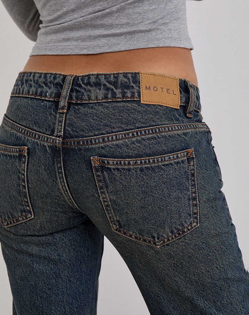 Image of Extra Low Rise Flare Jeans in Dirty Green