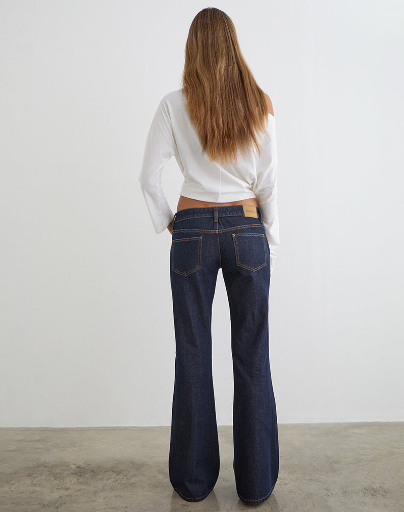Image of Extra Low Rise Flare Jeans in Indigo
