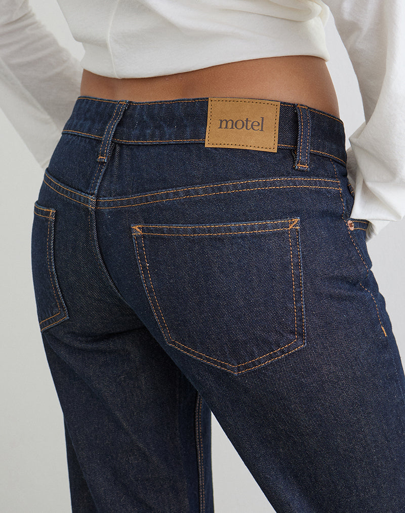 Image of Extra Low Rise Flare Jeans in Indigo
