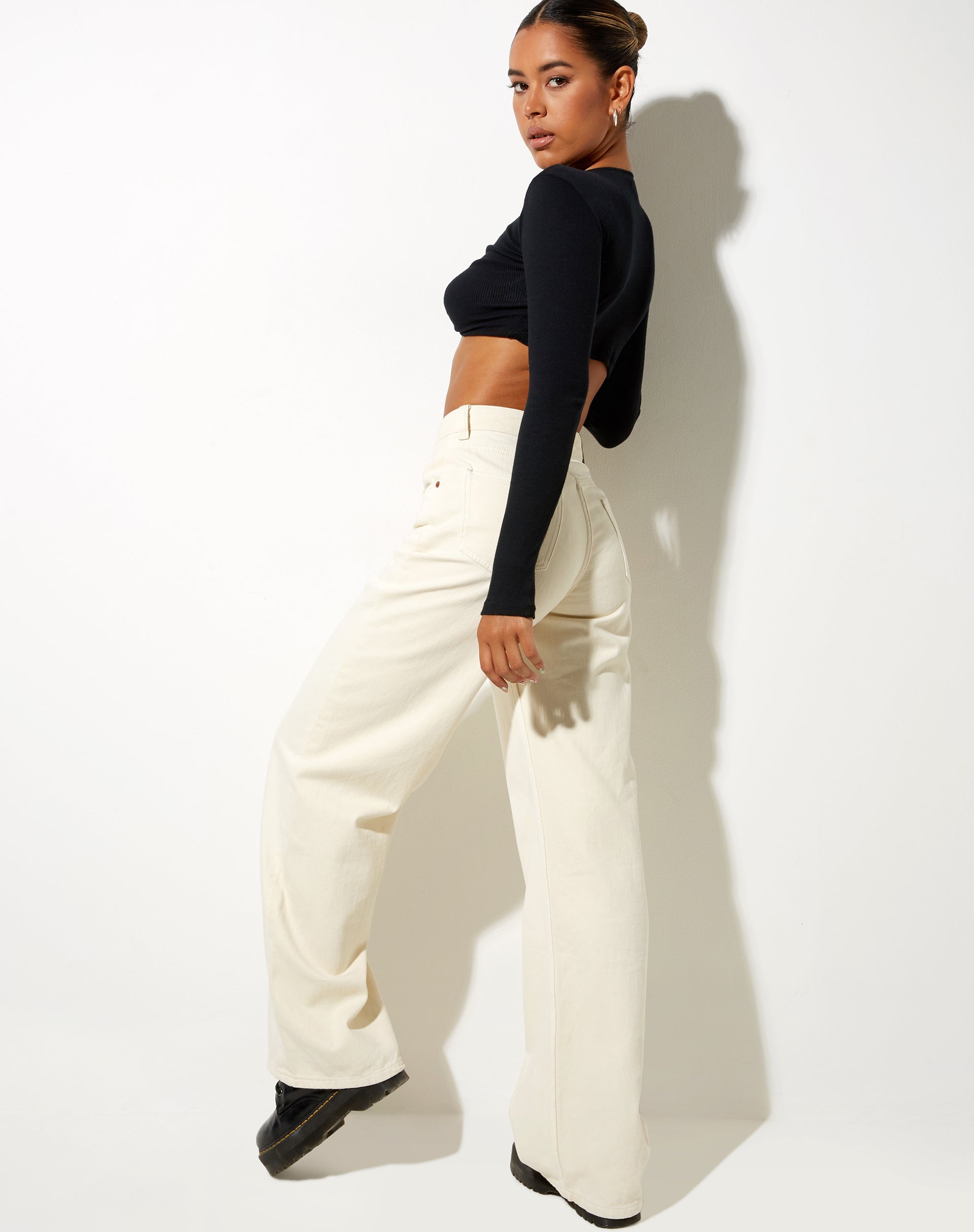 Bild von Extra Wide Jeans in Off White