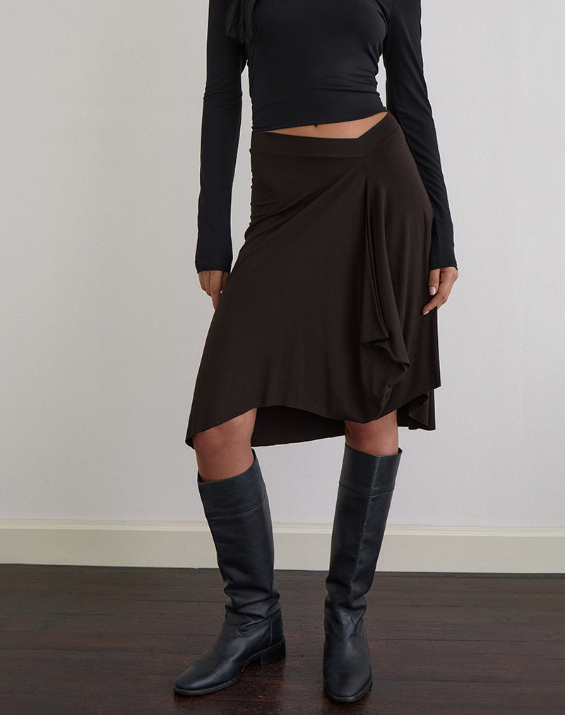 Image of Esmeray Midi Skirt in Chocolate Brown