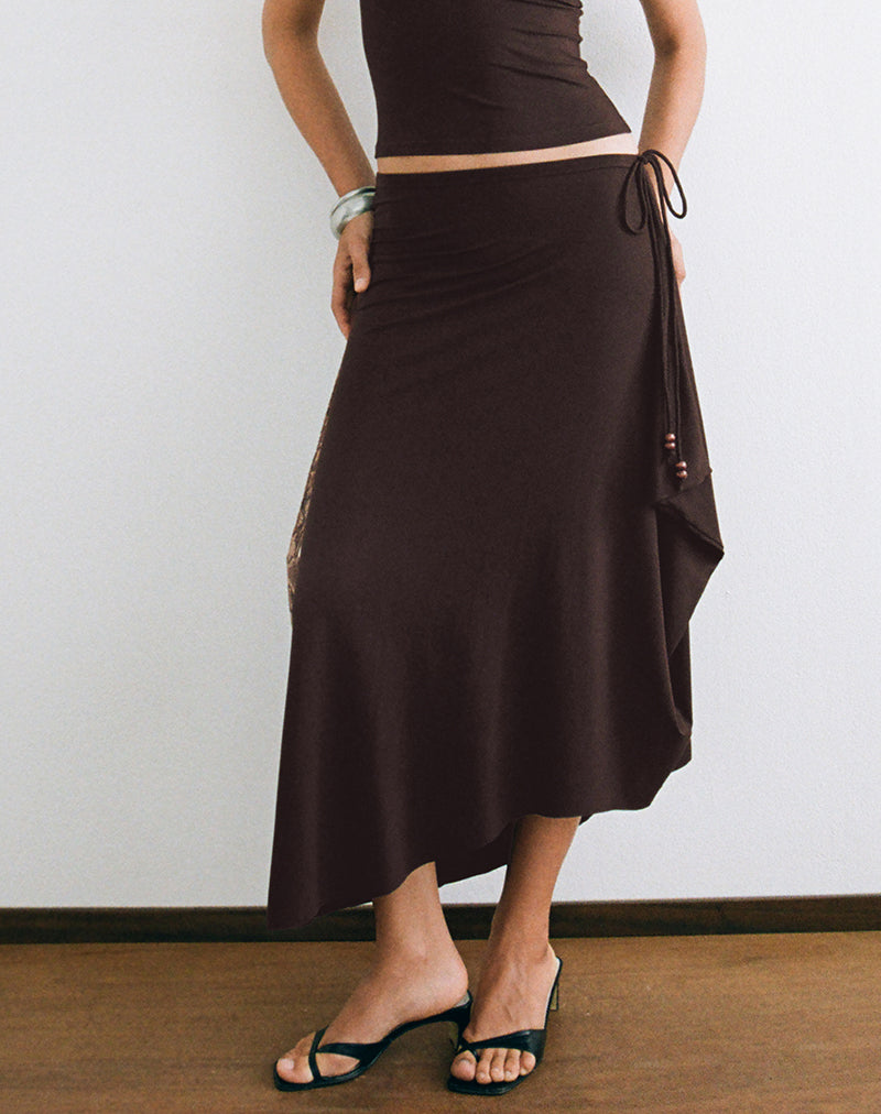 Bitter Chocolate Brown Jersey Studded Mini Skirt | Nefety