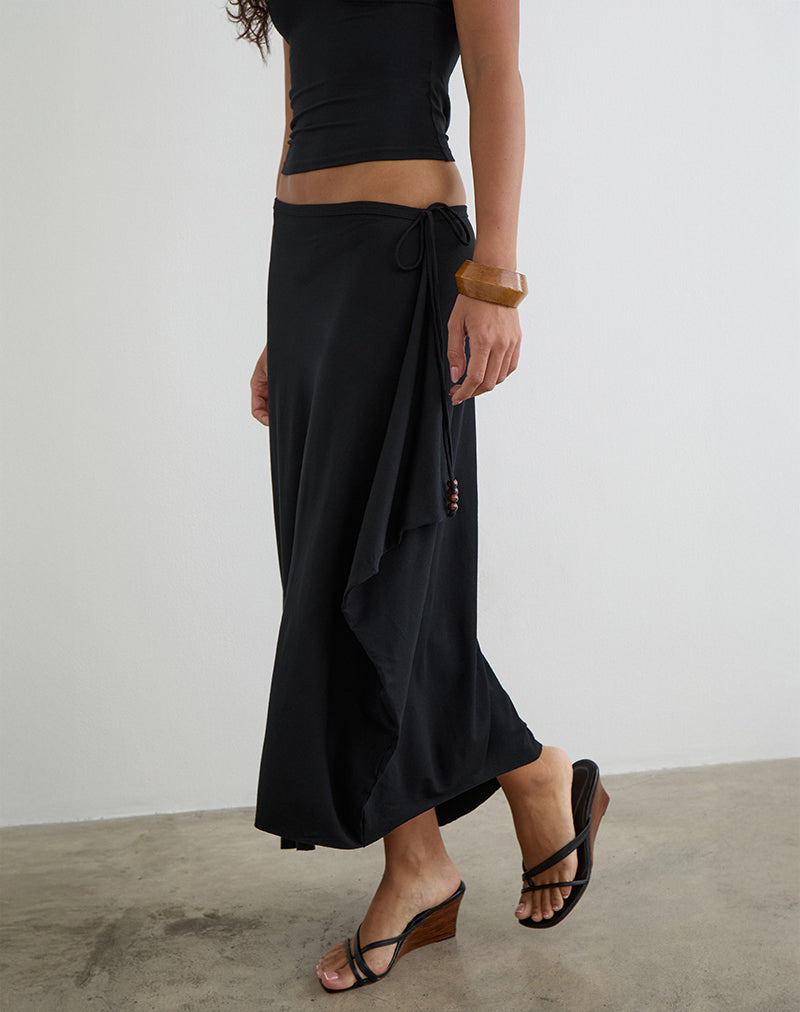 Image of Phemia Maxi Skirt with Beads in Jersey Black