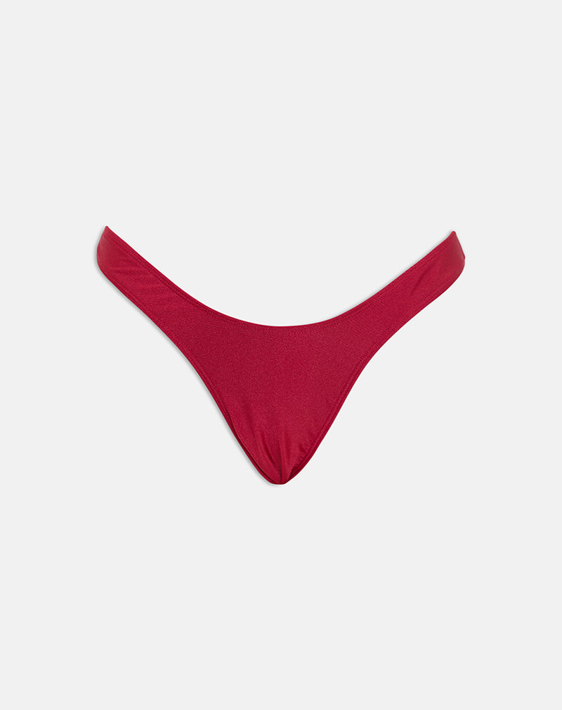 Image of Farida Bikini Bottom in Shine Red