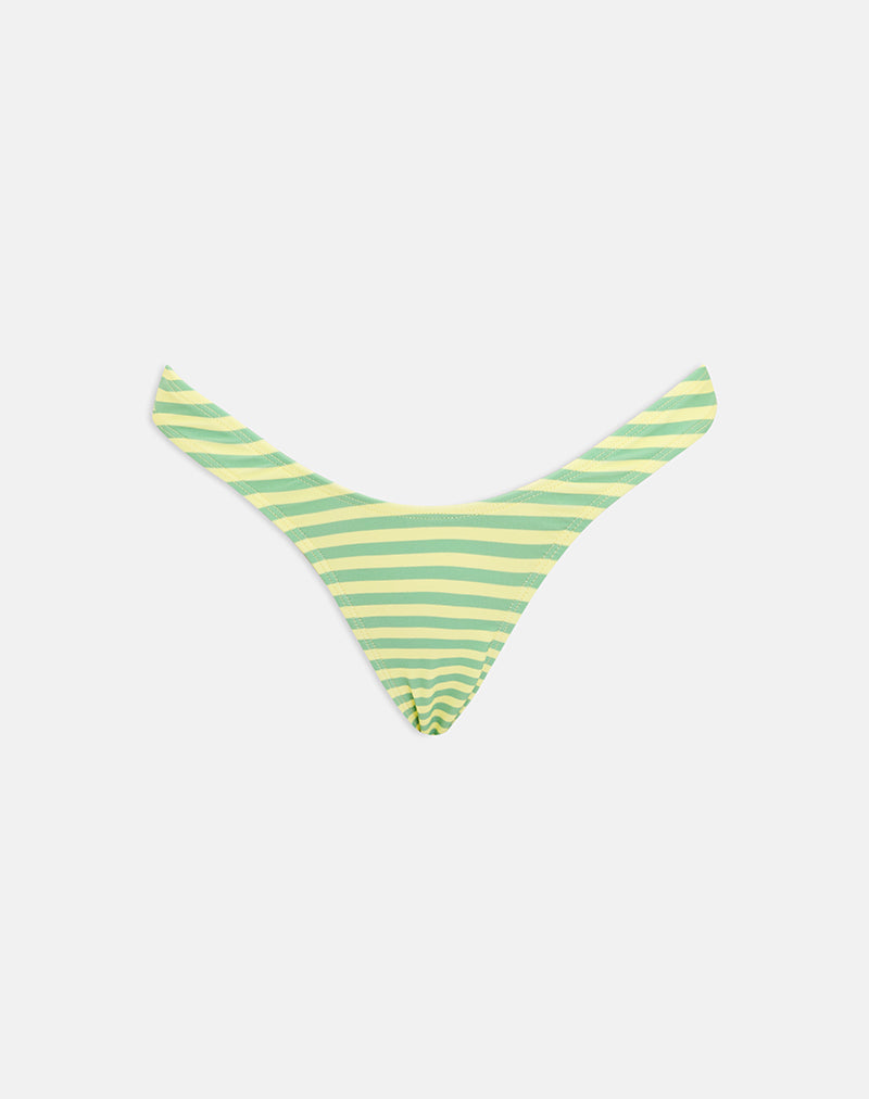 Image of Farida Bikini Bottom in Vivid Lines Green and Yellow