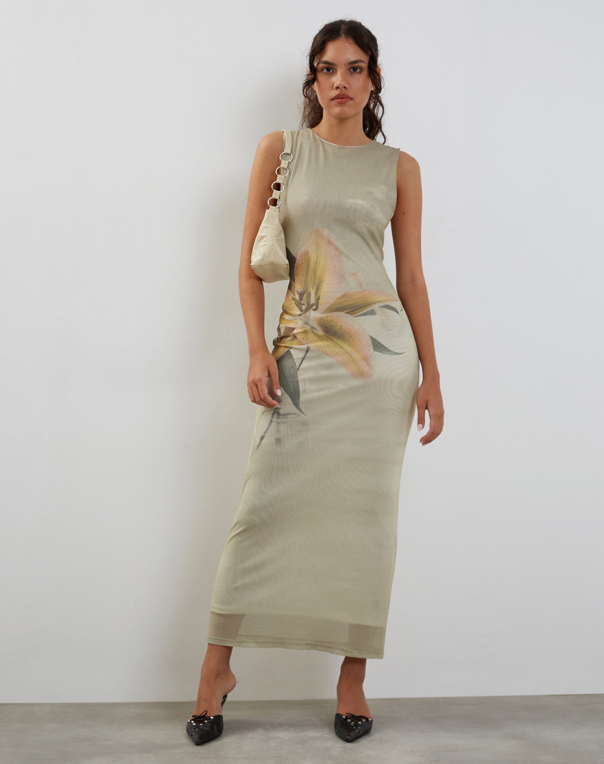 Image of Fayola Printed Maxi Dress in Yellow Lily Print