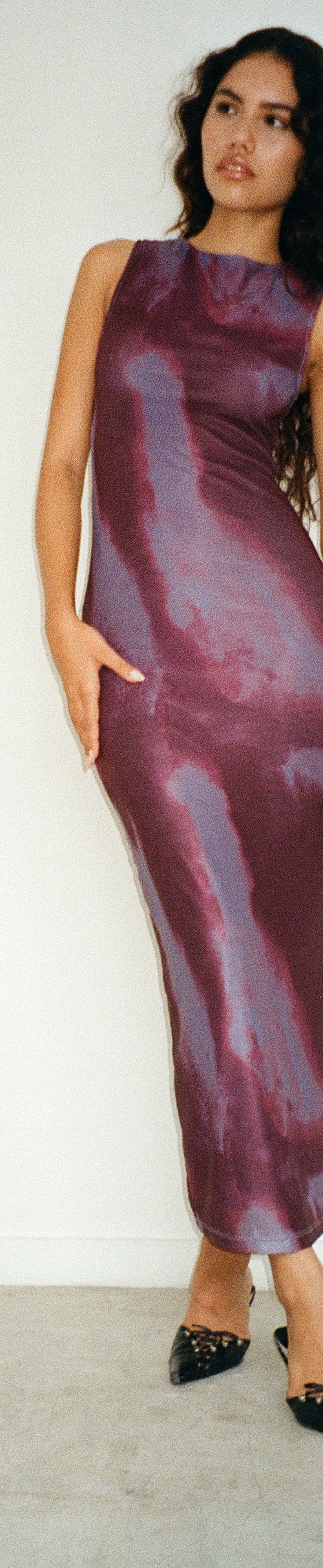 Image of Fayola Printed Maxi Dress in Watercolour Wine