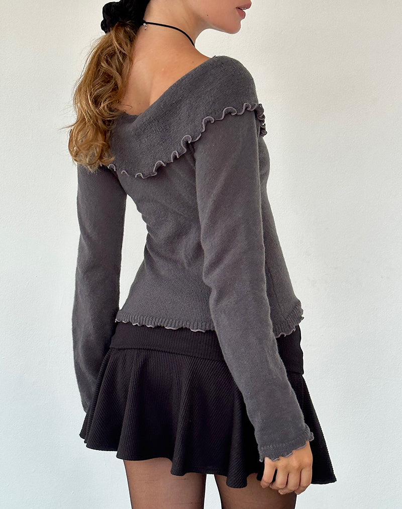 Image of Febby Sheer Knit Jumper in Dark Charcoal