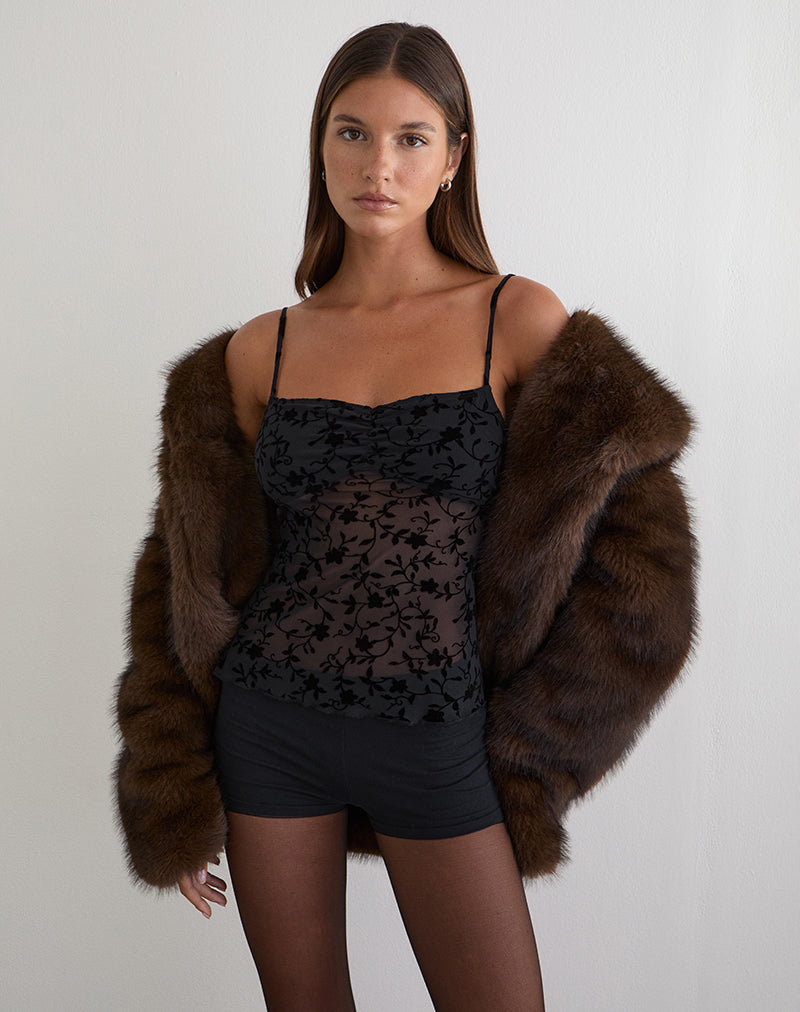 Image of Fierza Cami Top in Pretty Petal Flock Black