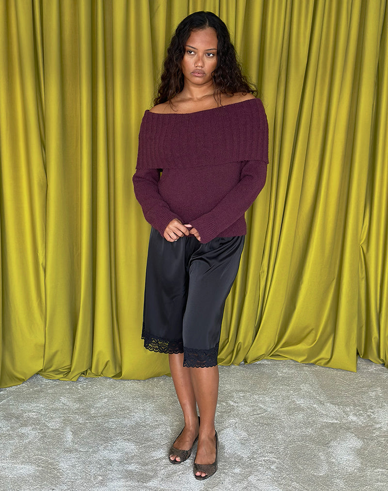 Image of Filahia Bardot Jumper in Burgundy