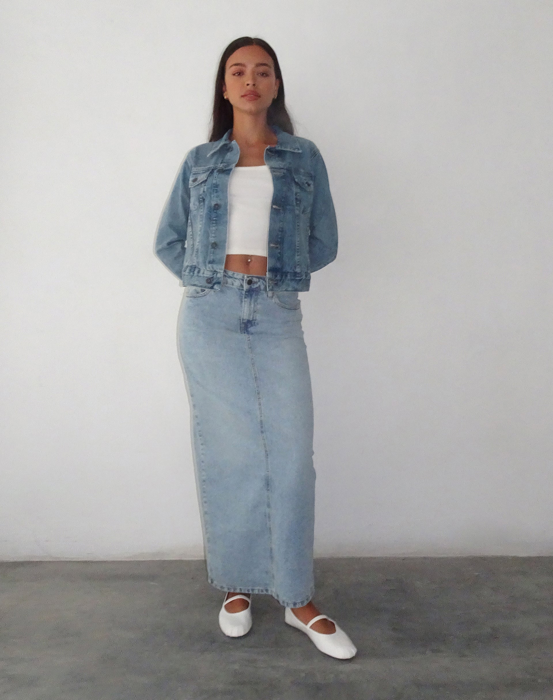 image of Fitted Denim Jacket in Blue Wash