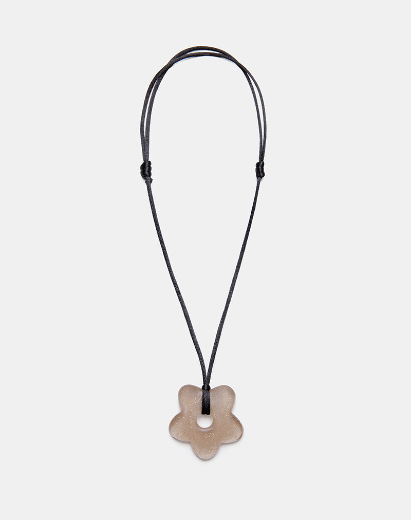 Image of Flower Necklace in Resin Brown