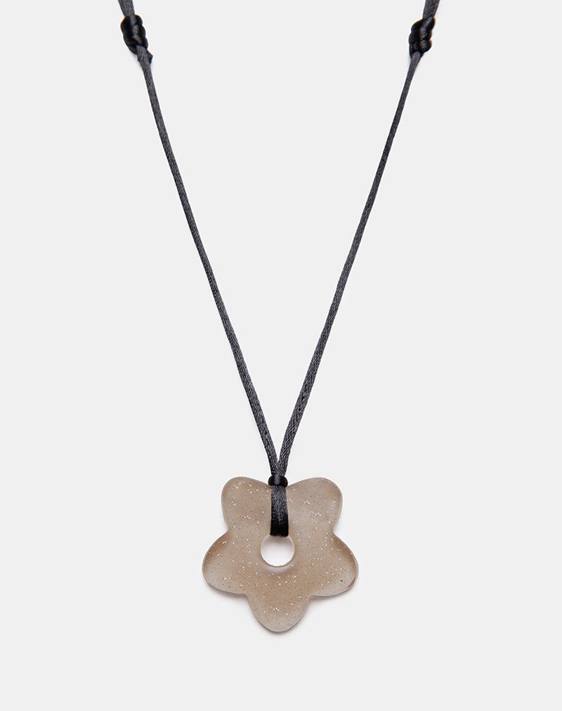 Image of Flower Necklace in Resin Brown