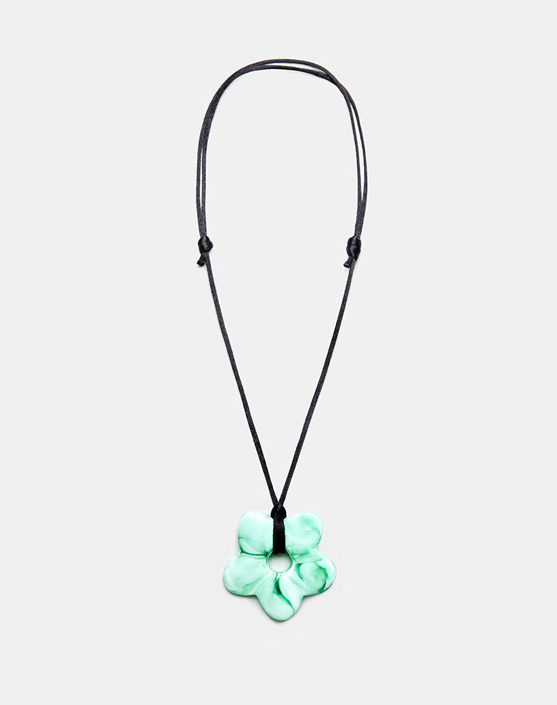 Image of Flower Necklace in Resin Green