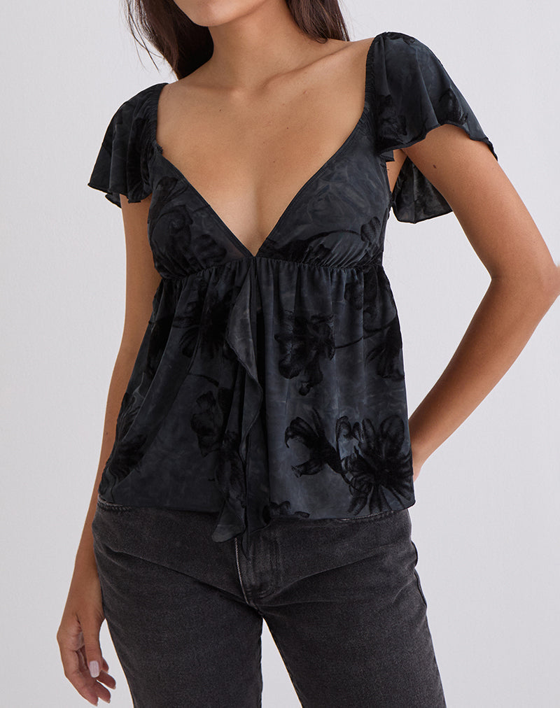 Fonzie Cami Top in Burnout Velvet Grey