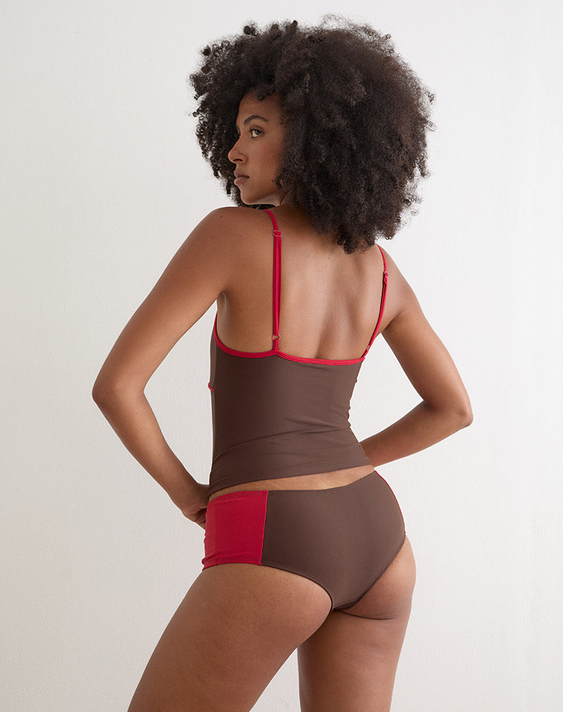 Fraba Tankini in Brown with Red Binding