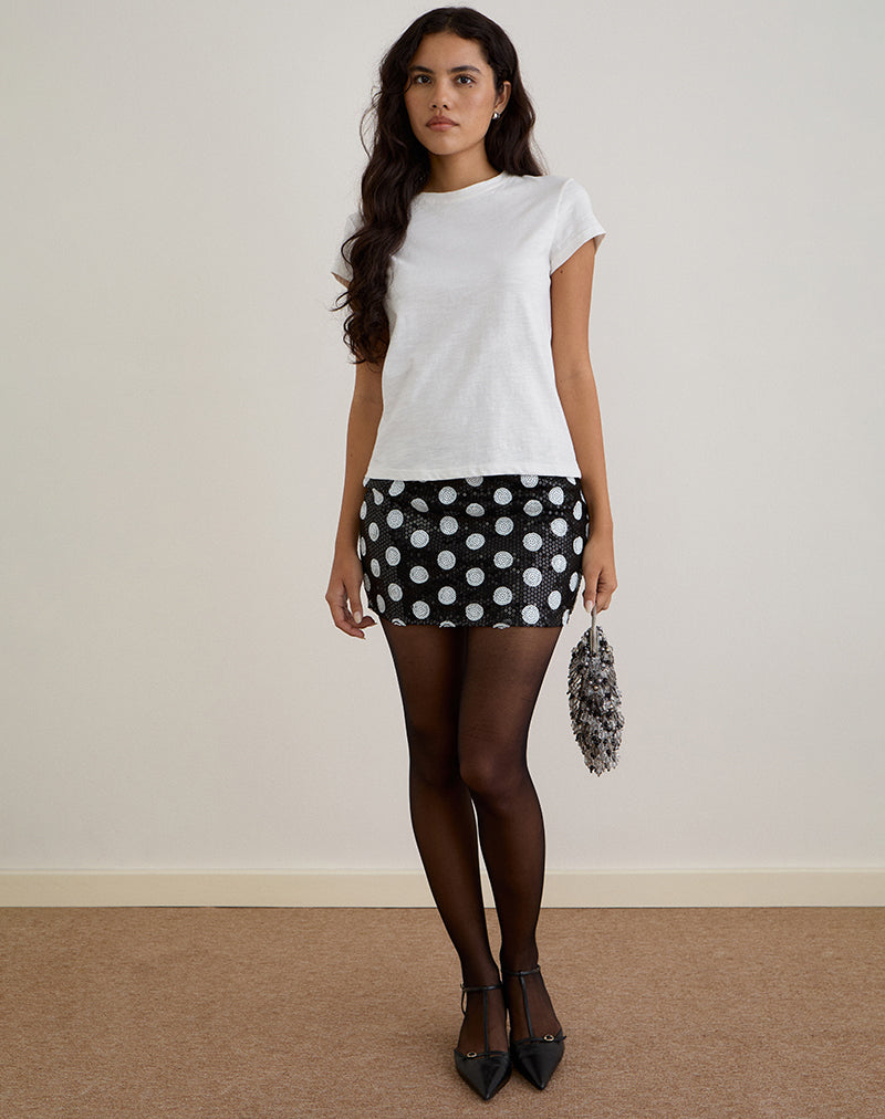 Image of Gaera Skirt in Polka Sequin Monochrome