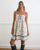 Image of Gal Mini Dress in Ditsy Leaf Rose Navy