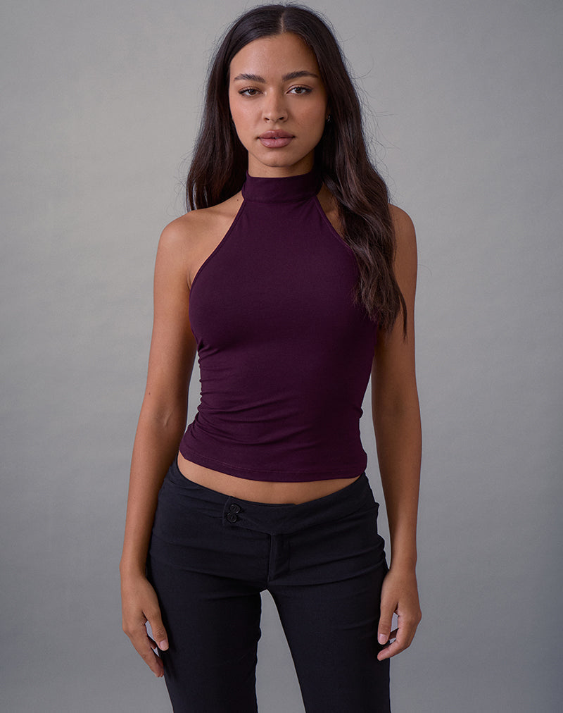 Galile High Neck Top aus Jersey in Feige