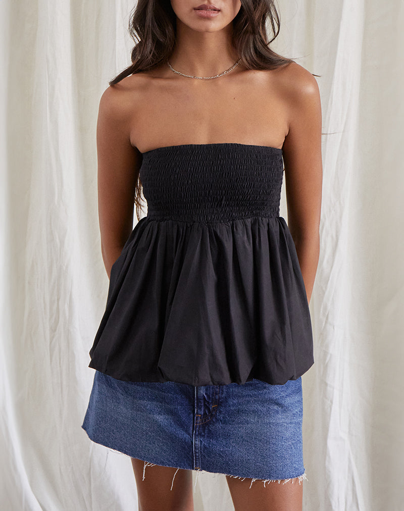 Gaux Puffball - Top a fascia arricciato in nero